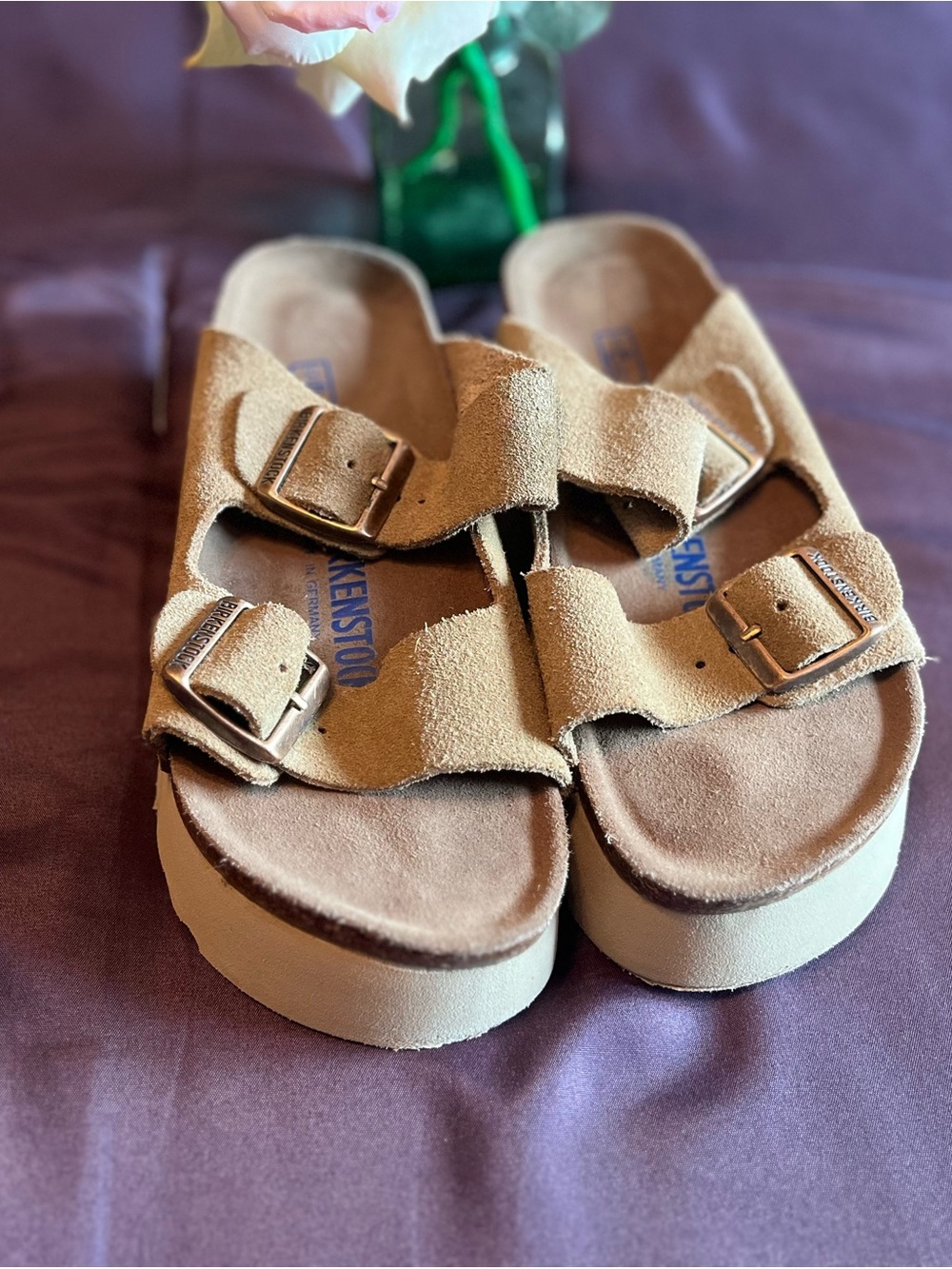 Birkenstock Arizona Suede Double-Strap Sandal - Brown Size 38- 7.5 - Picture 4 of 7